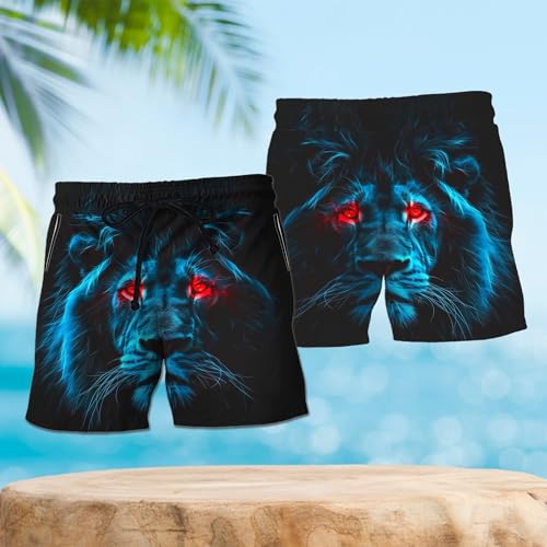 Lionn Men's Swim Trunks - Lion Art Mens Swim Trunks with Mesh Lining Swimwear Bathing Suits Set 412