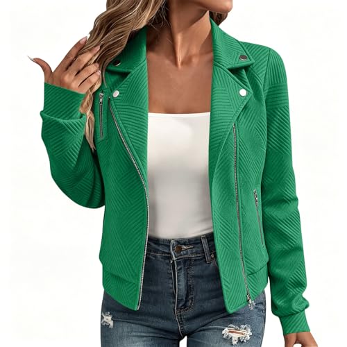 Veste femme à motif tissé et col rabat blouson ample élégant