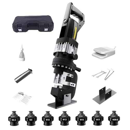 Ddasam Punzonatrice Idraulica, Punzonatrice Idraulica Elettrica, 2200W con 7 Matrici per Metallo, Punzonatura in 1 Secondi per Acciaio, Ferro, Alluminio, Rame e Lamiera