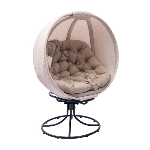 olofable Dreh-Ei-Sessel mit Kissen, klappbarer Textilene-Korbsitz und...