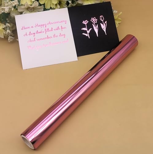 Metallic Hot Foil Roll, 5M(Length) X19.5CM(Width) Laser Toner Reactive Foil Roll,Use Laminator Laser Printer,Paper Holographic Heat Transfer Craft Foil For Handmade Craft Accessories-Pink