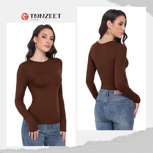 Long Sleeve Shirts for women-Underscrub Crew Neck Slim Fit Basic Tops for Teens Workout Going Out Y2K Fall Fashion 2025