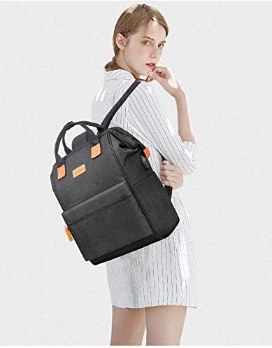BRINCH Laptop Backpack 17.3 Inch Wide Open Computer Backpack Laptop Bag College Rucksack Water Resistant Business Travel Backpack Multipurpose Casual Daypack with USB Charging Port for Women Men,Black