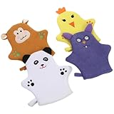 4Pcs Baby Washcloths Soft Cartoon Baby Safe Kids Washcloths Cute Animal Wash Mitts for Body for Bath Shower Boys Girls Toddler Wash Cloths for Bath