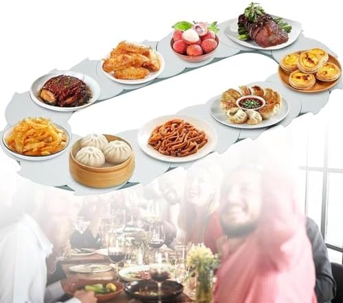 360° Rotating Dinner Plate, Adjustable Manual Turntable, Multi-Functional Serving Tray for Parties & Restaurants, Easy-Clean Removable Food Display Plate (90cm)