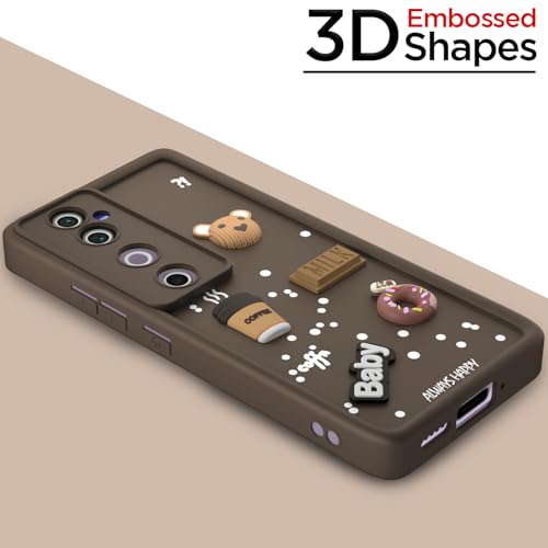 Image of Pikkme Bumper Case for Vivo V40 5G / V40 Pro 5G / T3 Ultra 5G | Cute Fun Cartoon 3D Bear Silicone Full Body Protection Back Cover (Brown)