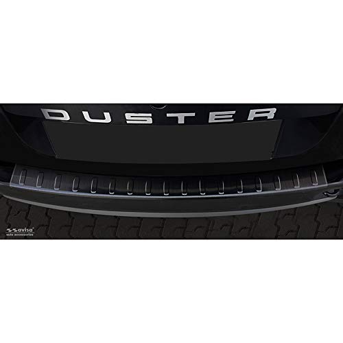 Evitez les rayures de coffre avec le seuil arrière inox noir Dacia Duster Ribs