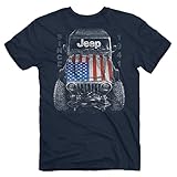 Jeep Big USA T-Shirt, Blue | Wrangler, American Flag Design | 100% Cotton