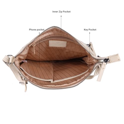 Image of LEDERBUCK Olga Women's Extra-Large Genuine Leather Crossbody Purse - Soft Triple-Zip Shoulder Bag