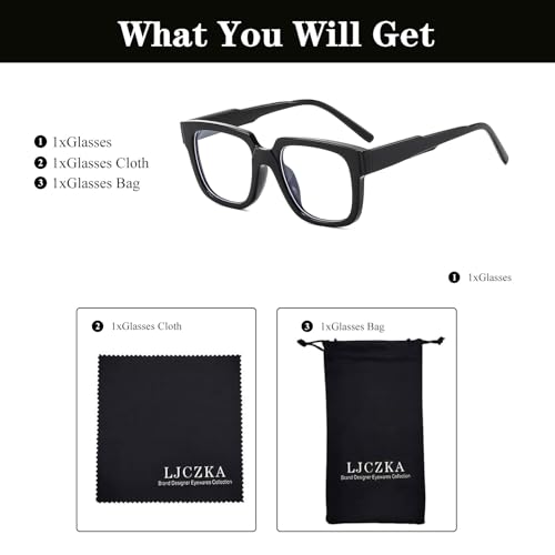 Image of LJCZKA Blue Light Blocking Glasses for Women Men Retro Square Frame Eyeglasses Anti Eyestrain Eyewear Computer Glasses