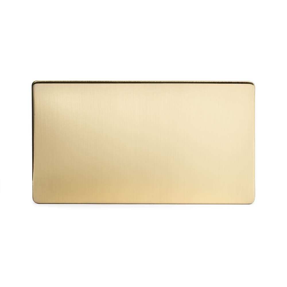 The Soho Lighting Company Gold Soho Lighting Brushed Brass Metal 2 Gang Blanking Plate Screwless