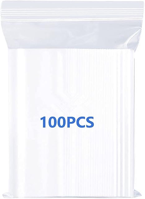 100 Grip Seal Bags Resealable Zip Poly Bags 7 X 10cm Small Plastic Bags, Clear Reusable Lock Zipper Bags for Beads Jewelry Snacks Seeds Coins