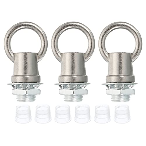 PATIKIL 8kg Load 14mm ID M10 Lamp Female Loop Holder, 3 Set Lifting Eye Nut Hook Ring Shape Structural Support to Chandelier Lighting Fixtures, Nickle Color