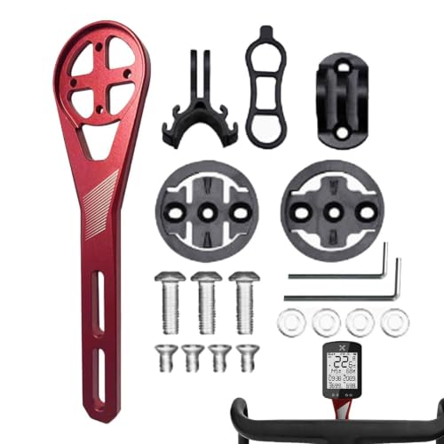 Soporte de ciclocomputador alargado de aluminio negro para manillar de bicicleta