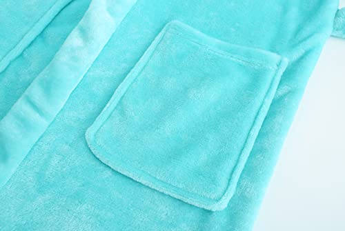Image of Kids Hooded Bathrobe Girls Soft Plush Hooded Flannel Pajamas Sleepwear Boys Spa Robe