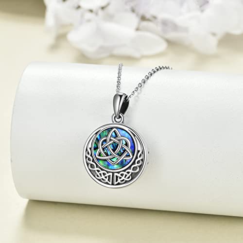 Onefinity Celtic Knot Locket Necklaces Sterling Silver Abalone Shell Celtic Knot Locket Necklace That Holds Pictures Good Luck Irish Pendant Gifts For Women Men #TOP2