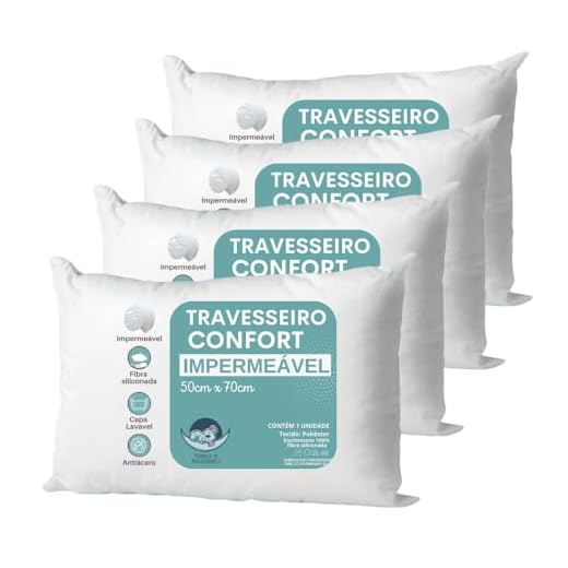 Kit 4 Travesseiro Conjunto Cama 50x70 Capa Removivel Macio
