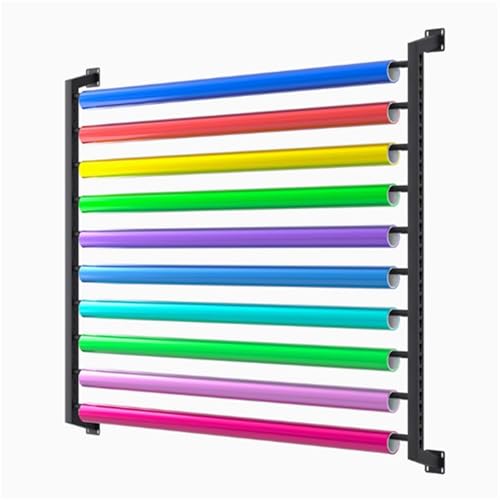 Rack rouleaux vinyle et cuir : présentoir films textiles 8 niveaux pour atelier