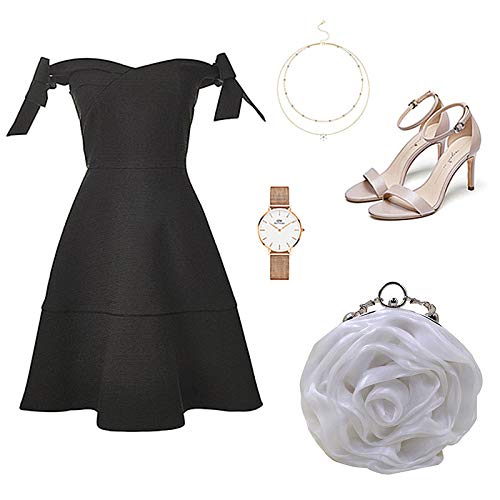 Image of Buddy Women Rose Shaped Clutch Soft Satin Wristlet Handbag Wedding Party Purse