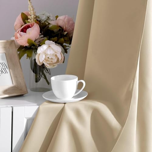 Rideau occultant beige 120 x 85 cm isolant phonique pour protéger la chambre du bruit