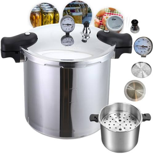 23 Quart Pressure Canner & Cooker | Induction Compatible | Pressure Gauge & Pressure Regulator | Aluminum & Stainless Steel | Denali is a USA Company