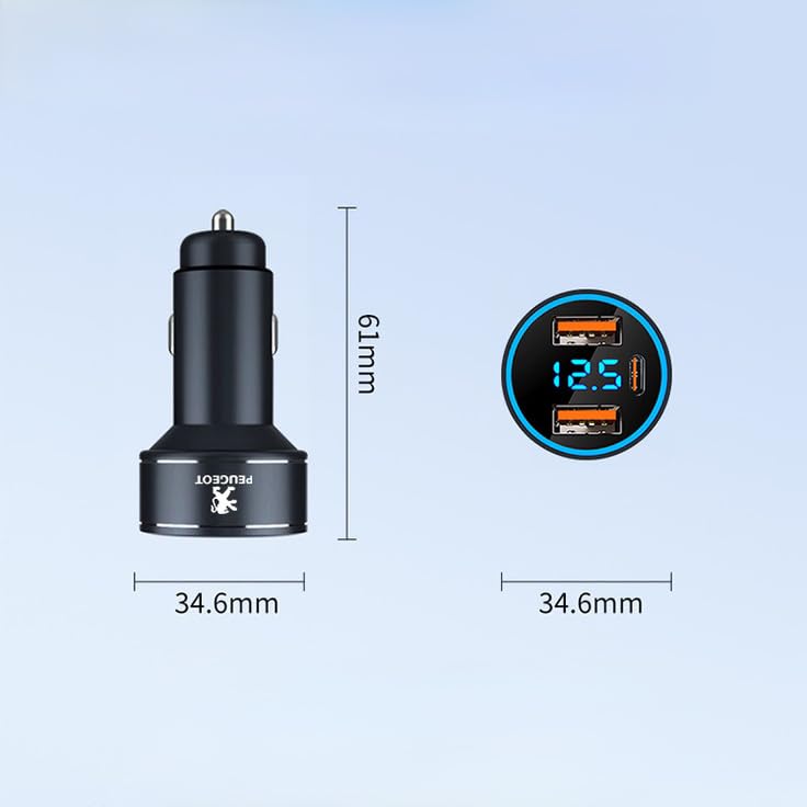 Car Charger Adapter for Peugeot 107,All Metal Emblem logo Cigarette Lighter  USB C PD Socket Fast Charge Mobile Phones Accessories for iPhone Samsung  Huawei,Silver: Amazon.co.uk: Electronics & Photo