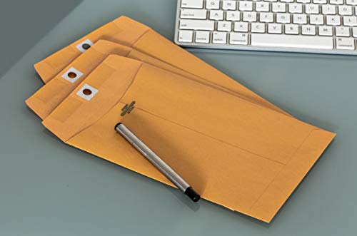 EnDoc Envelopes com fecho – Pacote com 15 envelopes de catálogo marrom Kraft 15 x 23 cm com fecho de