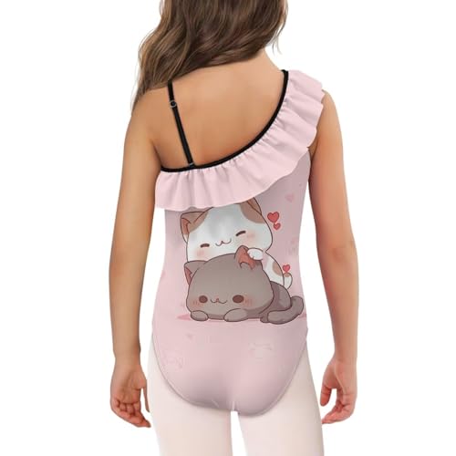Image of Xpyiqun Swimsuits for Girls 3-14 1-Shoulder Ruffle Bathing Suit One Piece Adjustable Halter Swimming Wear