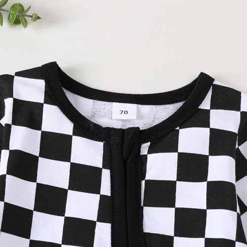Karuedoo Newborn Baby Boy Girl Clothes Checkered Long Sleeve Zipper Romper Jumpsuit One Piece Bodysuit Fall Winter Outfit4