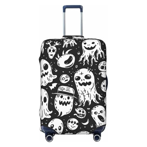 Travel Luggage Cover Protector - Black White Spooky Ghosts Anti-Scratch Suitcase Covers Fits 18-32 Inch Luggage