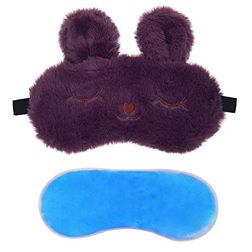 Image of Jenna Eye Mask for Sleeping with Adjustable Strap Super Soft Sleeping Mask Blind Fold for Comfortable Sleep Travelling Sleep Mask Pad for Girls Sleeping (Bunny-Purple-Gel)