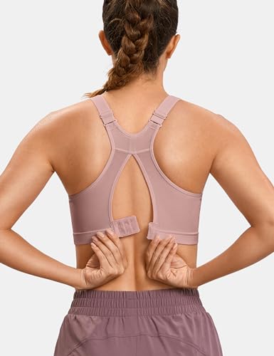 Image of SYROKAN Full Coverage Plus Size Sports Bras for Women High Support Racerback Padded Bras for Women No Underwire