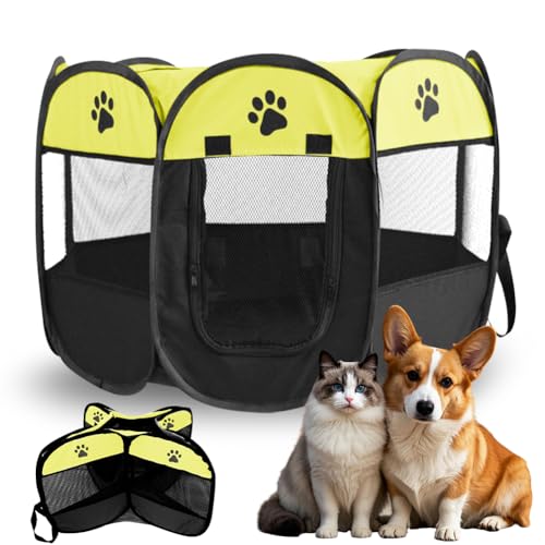 FARYODI Parc pliable pour chiots, boîte pour chien, 74x74x43cm Parc pour animaux de compagnie, enclos pour chats, enclos pour petits animaux pour la maison, parc pour chiens, enclos pour la promenade