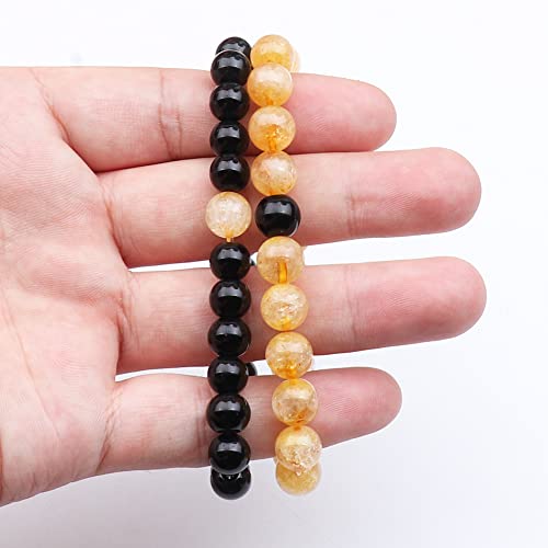 Image of KSQS Long Distance Bracelets For Couples, His And Hers Black Onyx Turquoise Forever Stone Bead Bracelet For Lovers, Crystal Healing Gemstone Bracelet For Woman Man(2pcs)