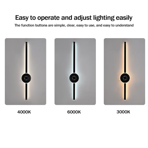 LED largo luz de pared interruptor táctil regulable interior negro moderno 2