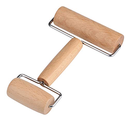 2-In-1 Style Pastry Pizza Roller Wood Brayer Wooden Rolling Pin 5D Diamond-Paint Art Wood Roller for Baking or Ceramic Pottery Clay Working