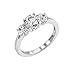 Platinum-Plated Sterling Silver Swarovski Zirconia 2 cttw Round 3 Stone Ring, Size 7