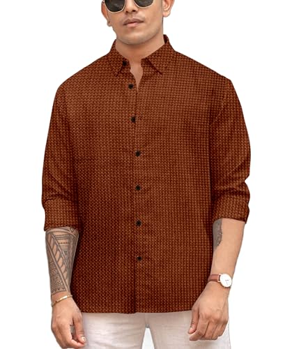 Image of Men's Casual Regular Fit Full Sleeve Collared Shirt, Stylish Fashion Wear