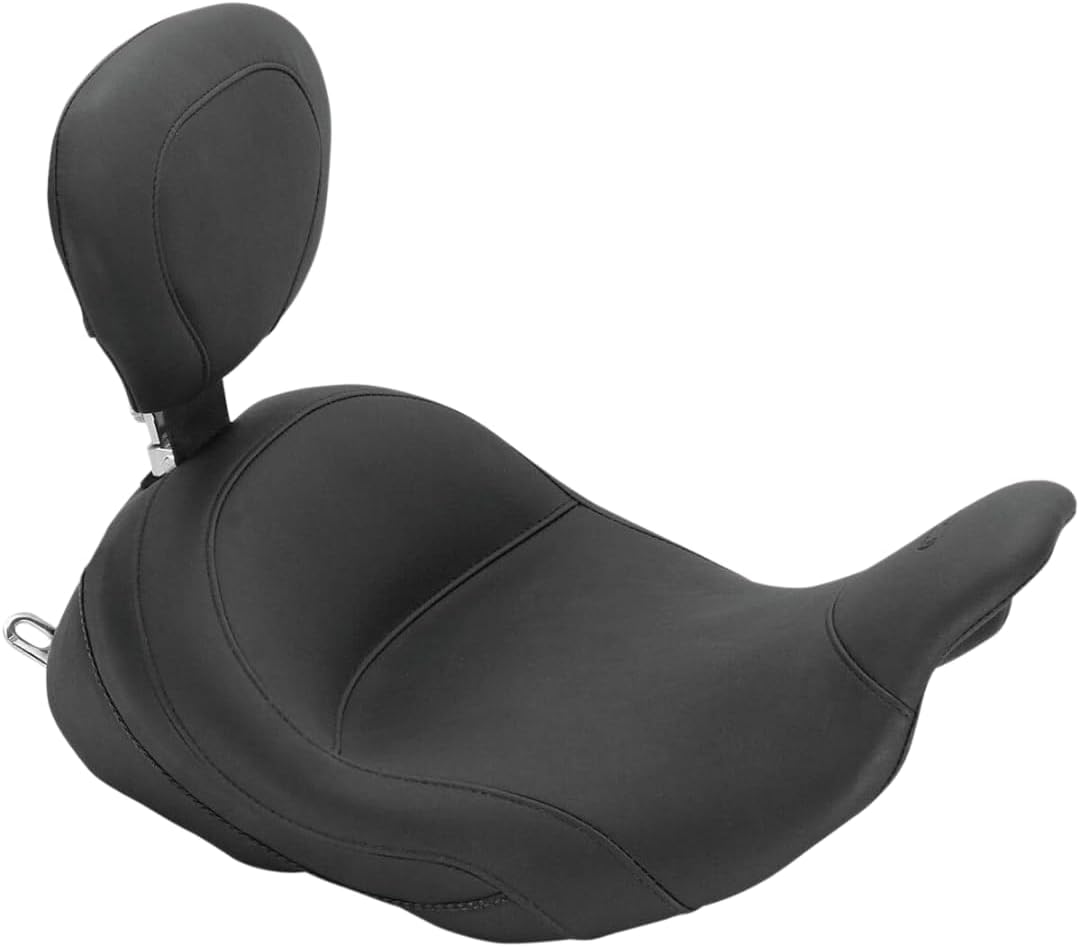 Mustang Motorcycle Seats 79910 Lowdown Touring Solo Seat with Driver Backrest for Harley-Davidson Electra Glide Standard, Road Glide, Road King & Street Glide 2008-'21, Original, Black, Reduced Reach