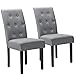 Furmax Ergonomic Dining Chairs Set of 2, Upholstered Fabric Dinning Room Chairs, Button Tufted Kitchen Chairs with Adjustable Wood Legs for Kitchen Living Room (Fabric Grey, 2)