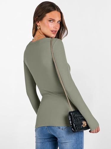 Image of ANRABESS Women's Boat Neck Long Sleeve Shirts Rib Knit Slim Fitting Tops Basic Tees 2026 Casual Comfy Fall Outfits Clothes