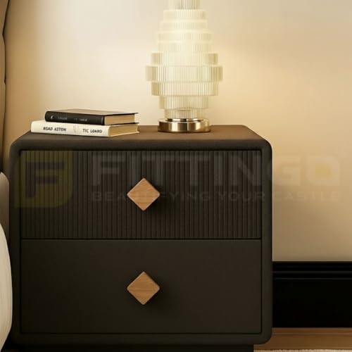 Image of 2 Piece Solid Teak Wood Square Drawer Knob| Wooden Cabinet & Wardrobe Door Handle | Natural Finish Geometric Furniture Knob for Cupboard, Kitchen Drawer & Dresser Hardware - 2 Inch