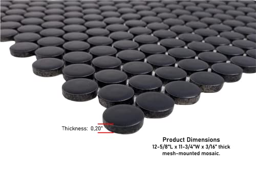Vogue Tile Penny Round Black Matte Porcelain Mosaic Tile For Bathroom Floor And Wall, Kitchen Backsplashes, Pool Tile #TOP1