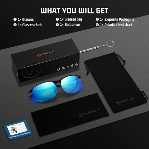 Image of SUNGAIT Ultra Lightweight Rimless Polarized Sports Sunglasses for Men Fishing Running UV400 Protection