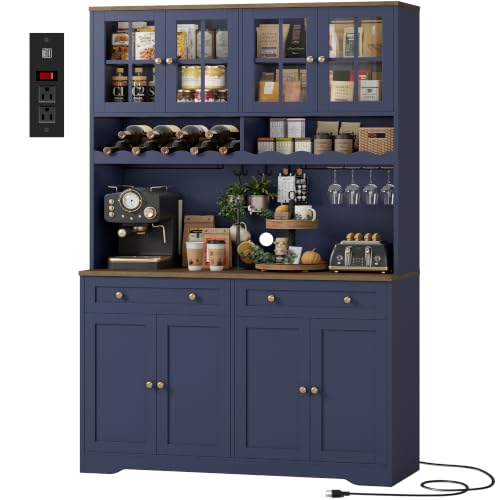 Image of HOSTACK 75 inchH Kitchen Pantry Storage Cabinet, Coffee Bar, Tall Hutch Cabinet