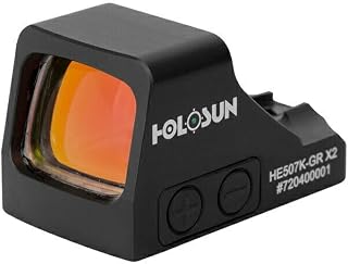HOLOSUN HE507K-GR X2 / HS507K X2 Multi-Reticle 2 MOA Dot & 32 MOA Circle Open Reflex Sight - Durable Shake-Awake Parallax-Free Aluminum Sight for K Footprint - Green & Red Dot Options