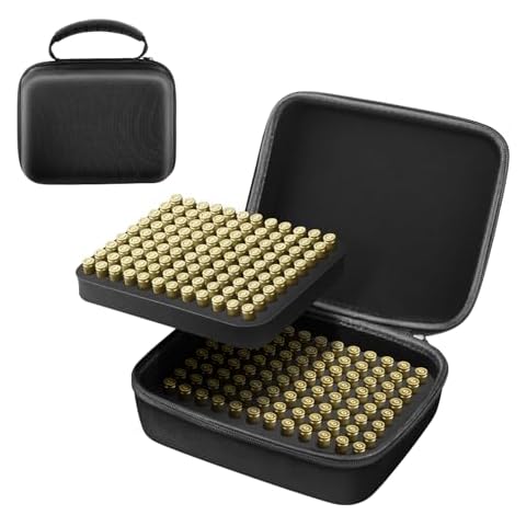 FUNANASUN 216 Round Ammo Storage Box 9mm Ammo Box Portable Ammo Case Specifically Designed for 9 * 19mm Parabellum/9mm Luger Ammunition, 8" x 7" x 3", Black Cover