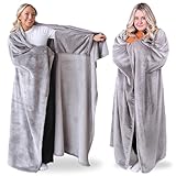 Super Blanky Wearable Blankets for Women, Mothers Day Gifts for Her, Adult Comfy Wearable Blanket Men, Girlfriend Gifts for Women, Grandma Mothers Day Gift Mom, Wife Birthday Gift Ideas Gray Blanket