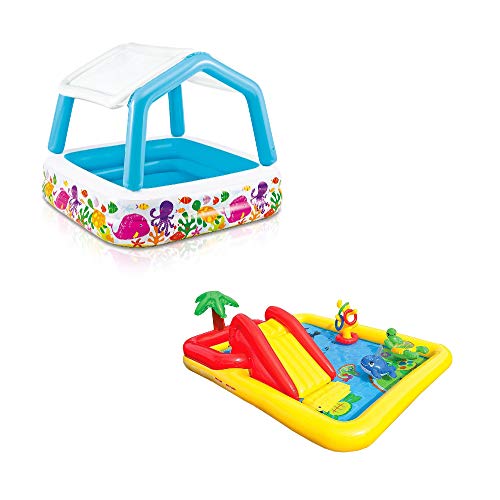 Intex Ocean Scene Kiddie Pool With Shade Canopy & Ocean Play Kiddie Pool & Games