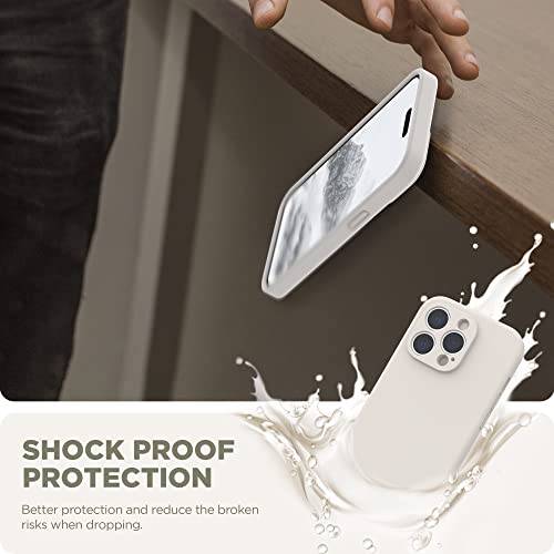 Surphy Designed For Iphone 14 Pro Max Case With Screen Protector, (With Camera Protection + Soft Microfiber Lining) Liquid Silicone Phone Case, Stone #TOP6